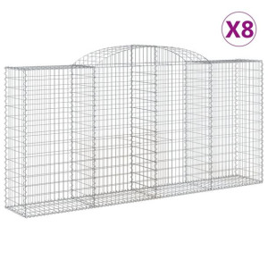 Kosze gabionowe, 8 szt, 300x50x140/160 cm, galwanizowane żelazo