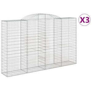 Kosze gabionowe, 3 szt, 300x50x180/200 cm, galwanizowane żelazo