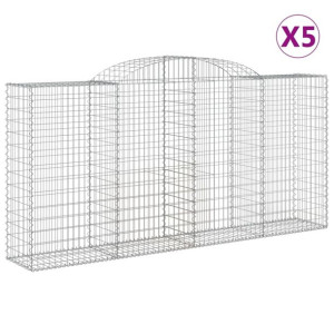 Kosze gabionowe, 5 szt, 300x50x140/160 cm, galwanizowane żelazo