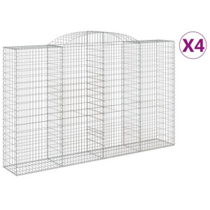 Kosze gabionowe, 4 szt, 300x50x180/200 cm, galwanizowane żelazo