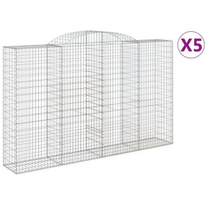 Kosze gabionowe, 5 szt, 300x50x180/200 cm, galwanizowane żelazo