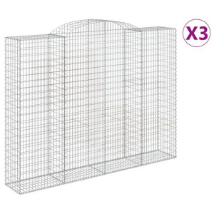 Kosze gabionowe, 3 szt, 300x50x220/240 cm, galwanizowane żelazo