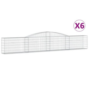 Kosze gabionowe, 6 szt, 400x30x60/80 cm, galwanizowane żelazo