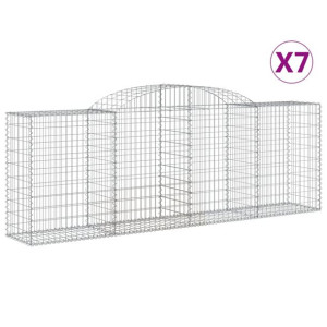 Kosze gabionowe, 7 szt, 300x50x100/120 cm, galwanizowane żelazo
