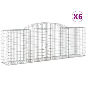Kosze gabionowe, 6 szt, 300x50x100/120 cm, galwanizowane żelazo
