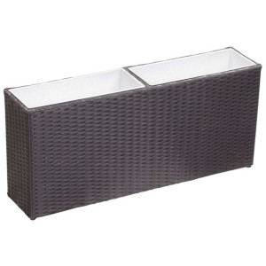Podwyższona donica z 2 wkładami 90x20x40 cm, polirattan, czarna