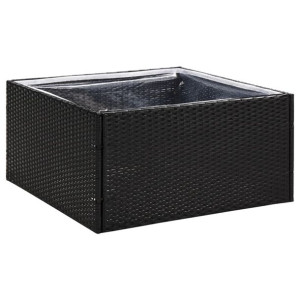 Donica ogrodowa, czarna, 80x80x40 cm, rattan PE