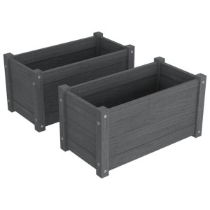 Donice ogrodowe, 2 szt., szare, 60x31x31 cm, drewno sosnowe