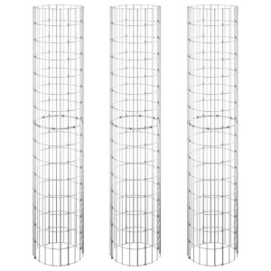 Okrągłe donice gabionowe, podniesione, 3 szt., stal, Ø30x150 cm