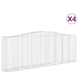 Kosze gabionowe, 4 szt, 400x50x140/160 cm, galwanizowane żelazo