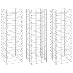 Wysokie donice gabionowe, 3 szt., 30x30x100 cm, żelazo
