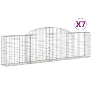 Kosze gabionowe, 7 szt., 300x30x80/100 cm, galwanizowane żelazo