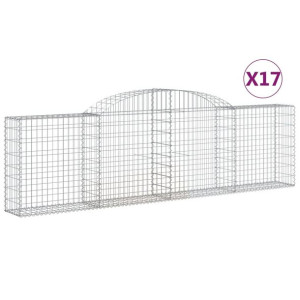 Kosze gabionowe, 17 szt, 300x30x80/100 cm, galwanizowane żelazo