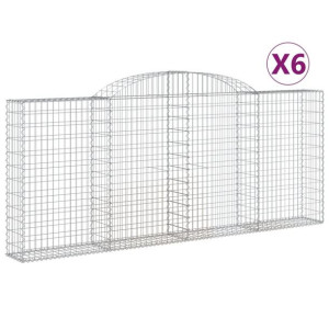 Kosze gabionowe, 6 szt, 300x30x120/140 cm, galwanizowane żelazo