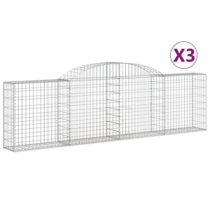 Kosze gabionowe, 3 szt., 300x30x80/100 cm, galwanizowane żelazo