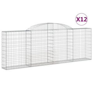Kosze gabionowe, 12 szt, 300x30x100/120cm, galwanizowane żelazo