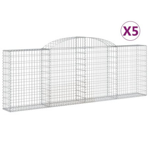 Kosze gabionowe, 5 szt, 300x30x100/120 cm, galwanizowane żelazo