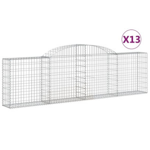 Kosze gabionowe, 13 szt, 300x30x80/100 cm, galwanizowane żelazo