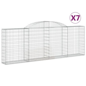 Kosze gabionowe, 7 szt, 300x30x100/120 cm, galwanizowane żelazo