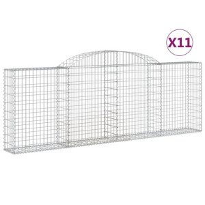 Kosze gabionowe, 11 szt, 300x30x100/120cm, galwanizowane żelazo
