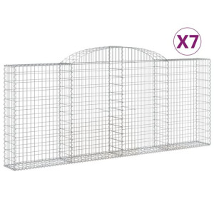 Kosze gabionowe, 7 szt, 300x30x120/140 cm, galwanizowane żelazo
