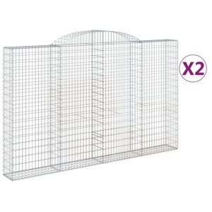 Kosze gabionowe, 2 szt, 300x30x180/200 cm, galwanizowane żelazo