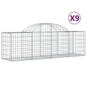Kosze gabionowe, 9 szt., 200x50x60/80 cm, galwanizowane żelazo