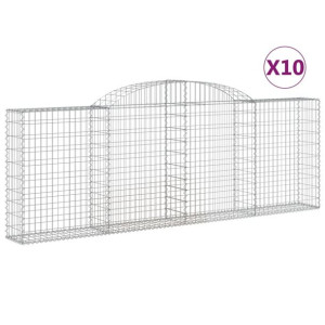 Kosze gabionowe, 10 szt, 300x30x100/120cm, galwanizowane żelazo