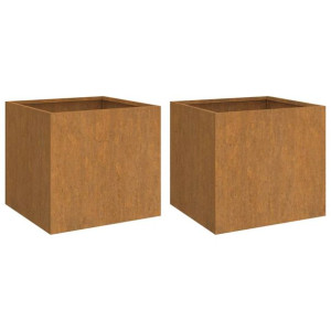 Donice, 2 szt., rdzawe, 42x40x39 cm, stal kortenowska