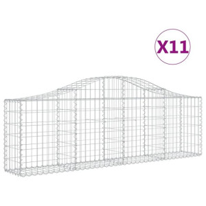 Kosze gabionowe, 11 szt, 200x30x60/80 cm, galwanizowane żelazo