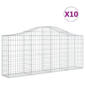 Kosze gabionowe, 10 szt, 200x30x80/100 cm, galwanizowane żelazo