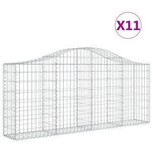 Kosze gabionowe, 11 szt, 200x30x80/100 cm, galwanizowane żelazo
