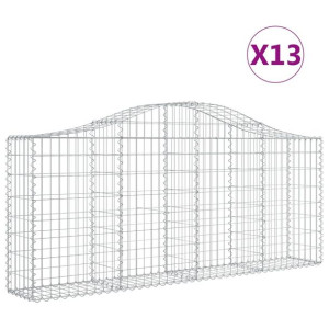 Kosze gabionowe, 13 szt, 200x30x80/100 cm, galwanizowane żelazo
