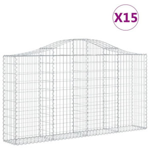 Kosze gabionowe, 15 szt, 200x30x100/120cm, galwanizowane żelazo