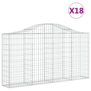 Kosze gabionowe, 18 szt, 200x30x100/120cm, galwanizowane żelazo