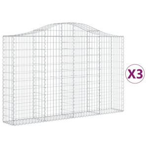Kosze gabionowe, 3 szt, 200x30x120/140 cm, galwanizowane żelazo