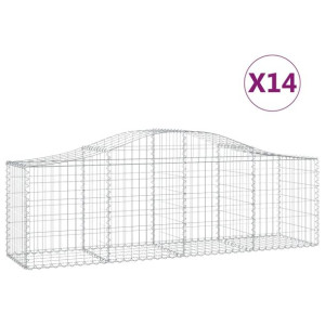 Kosze gabionowe, 14 szt, 200x50x60/80 cm, galwanizowane żelazo