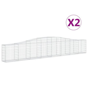 Kosze gabionowe, 2 szt, 400x30x60/80 cm, galwanizowane żelazo