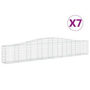 Kosze gabionowe, 7 szt, 400x30x60/80 cm, galwanizowane żelazo
