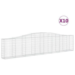 Kosze gabionowe, 10 szt, 400x30x80/100 cm, galwanizowane żelazo