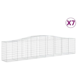 Kosze gabionowe, 7 szt, 400x50x80/100 cm, galwanizowane żelazo