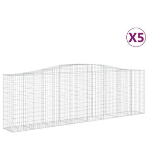 Kosze gabionowe, 5 szt, 400x50x120/140 cm, galwanizowane żelazo