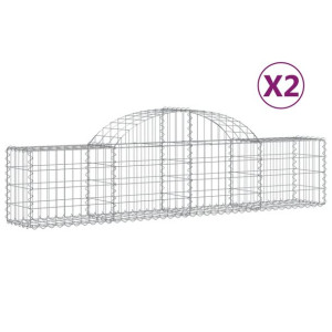 Kosze gabionowe, 2 szt, 200x30x40/60 cm, galwanizowane żelazo