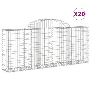 Kosze gabionowe, 20 szt, 200x30x80/100 cm, galwanizowane żelazo