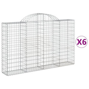 Kosze gabionowe, 6 szt, 200x30x120/140 cm, galwanizowane żelazo