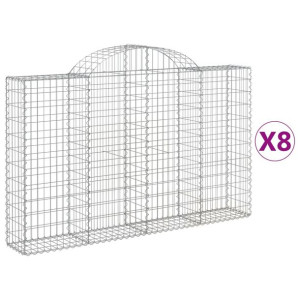 Kosze gabionowe, 8 szt, 200x30x120/140 cm, galwanizowane żelazo