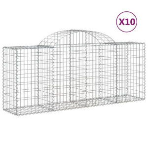 Kosze gabionowe, 10 szt, 200x50x80/100 cm, galwanizowane żelazo
