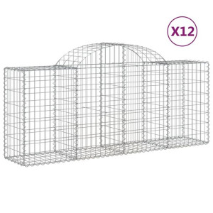 Kosze gabionowe, 12 szt, 200x50x80/100 cm, galwanizowane żelazo