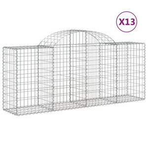 Kosze gabionowe, 13 szt, 200x50x80/100 cm, galwanizowane żelazo