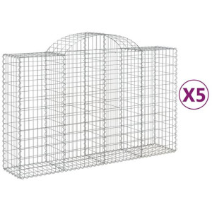 Kosze gabionowe, 5 szt, 200x50x120/140 cm, galwanizowane żelazo